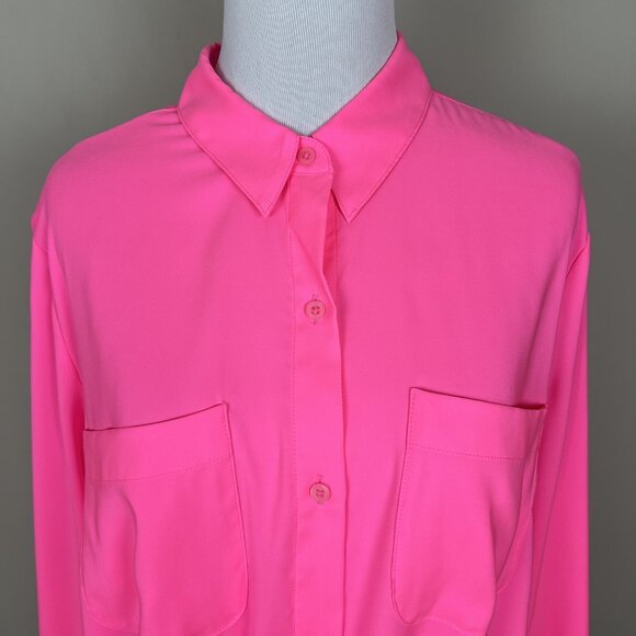 Express Shirt Top Women Large Relaxed Portofino Tie Front Button Long Sleeve NEW - Picture 3 of 13